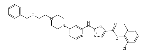 2-((6-(4-(2-(benzyloxy)ethyl)piperazin-1-yl)-2-methylpyrimidin-4-yl)amino)-N-(2-chloro-6-methylphenyl)thiazole-5-carboxamide结构式