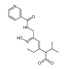 (+/-)-N-[(E)-4-ethyl-2-[(Z)-hydroxyimino]-6-methyl-5-nitro-3-heptenyl]-3-pyridinecarboxamide结构式