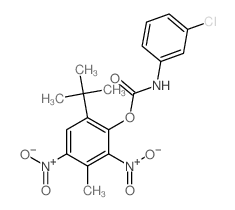 (3-methyl-2,4-dinitro-6-tert-butyl-phenyl) N-(3-chlorophenyl)carbamate structure