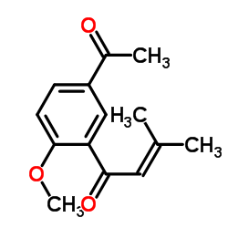 1-(5-乙酰基-2-甲氧基苯基)-3-甲基丁-2-烯-1-酮结构式