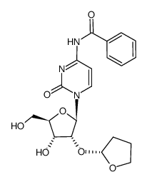 syn-N4-benzoyl-2'-O-(tetrahydrofuran-2-yl)cytidine结构式