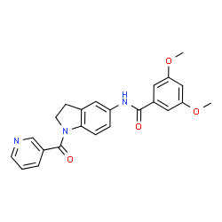 3,5-Dimethoxy-N-[1-(3-pyridinylcarbonyl)-2,3-dihydro-1H-indol-5-yl]benzamide结构式