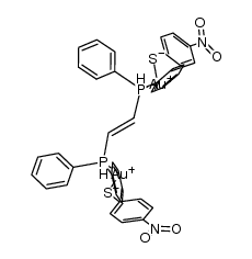 trans-[(diphenylphosphino)ethylene(gold(I)(p-nitrobenzenethiol))2]结构式