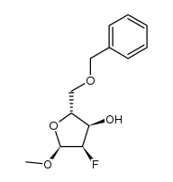 methyl 5-O-benzyl-2-deoxy-2-fluoro-α-D-ribofuranoside结构式