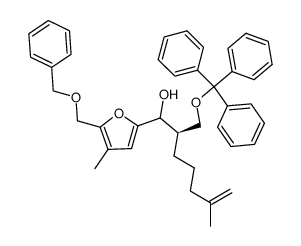 (R)-1-(5-Benzyloxymethyl-4-methyl-furan-2-yl)-6-methyl-2-trityloxymethyl-hept-6-en-1-ol结构式