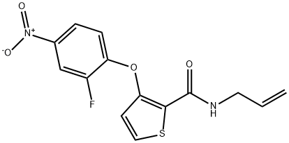 n-allyl-3-(2-fluoro-4-nitrophenoxy)-2-thiophenecarboxamide结构式