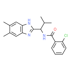 2-CHLORO-N-[1-(5,6-DIMETHYL-1H-1,3-BENZIMIDAZOL-2-YL)-2-METHYLPROPYL]BENZENECARBOXAMIDE结构式