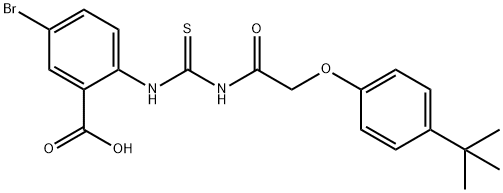 5-bromo-2-[[[[[4-(1,1-dimethylethyl)phenoxy]acetyl]amino]thioxomethyl]amino]-benzoic acid picture