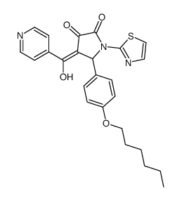 5-(4-hexoxyphenyl)-4-[hydroxy(pyridin-4-yl)methylidene]-1-(1,3-thiazol-2-yl)pyrrolidine-2,3-dione结构式