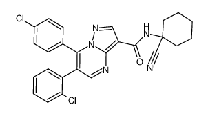 6-(2-chlorophenyl)-7-(4-chlorophenyl)-3-[N-(1-cyanocyclohexyl)carbamoyl]pyrazolo[1,5-a]pyrimidine Structure