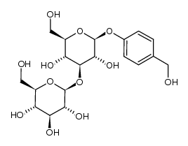 (-)-4-[β-D-glucopyranosyl-(1->3)-β-D-glucopyranosyloxy]benzyl alcohol Structure