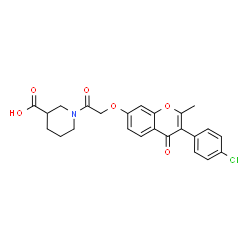 1-({[3-(4-chlorophenyl)-2-methyl-4-oxo-4H-chromen-7-yl]oxy}acetyl)piperidine-3-carboxylic acid structure