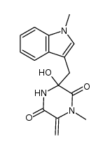 1-methyl-3-hydroxy-3-[(N-methylindol-3-yl)methyl]-6-methylenepiperazine-2,5-dione结构式