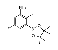 6-氟-2-甲基-3-(4,4,5,5-四甲基-1,3,2-二氧硼杂环戊烷-2-基)苯胺结构式