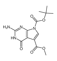 methyl 2-amino-7-(N-t-butoxycarbonyl)pyrrolo(2,3-d)pyrimidin-4-one-5-carboxylate Structure