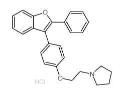 Pyrrolidine,1-[2-[4-(2-phenyl-3-benzofuranyl)phenoxy]ethyl]-, hydrochloride (1:1) Structure