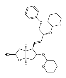 (3aR,4R,5R,6aS)-4-((3R,E)-4-phenoxy-3-((tetrahydro-2H-pyran-2-yl)oxy)but-1-en-1-yl)-5-((tetrahydro-2H-pyran-2-yl)oxy)hexahydro-2H-cyclopenta[b]furan-2-ol结构式