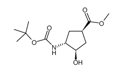 (1R,2R,4R)-N-BOC-1-AMINO-2-HYDROXYCYCLOPENTANE-4-CARBOXYLIC ACID METHYL ESTER Structure