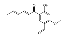 1-(5'-formyl-2'-hydroxy-4'-methoxyphenyl)-E,E-2,4-hexadien-1-one结构式