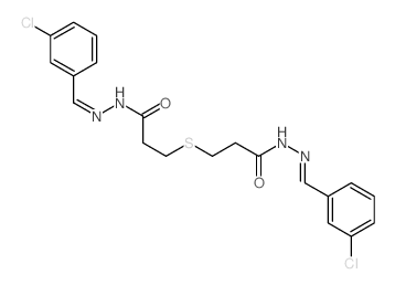 N-[(3-chlorophenyl)methylideneamino]-3-[2-[[(3-chlorophenyl)methylideneamino]carbamoyl]ethylsulfanyl]propanamide Structure