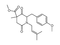 6-(4-Methoxy-benzyl)-4-methoxycarbonyl-4-methyl-1-(3-methyl-2-butenyl)-piperidin-2,5-dion结构式