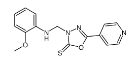 1,3,4-Oxadiazole-2(3H)-thione, 3-(((2-methoxyphenyl)amino)methyl)-5-(4-pyridinyl)- Structure