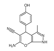 Pyrano[2,3-c]pyrazole-5-carbonitrile, 6-amino-1,4-dihydro-4-(4-hydroxyphenyl)-3-methyl Structure