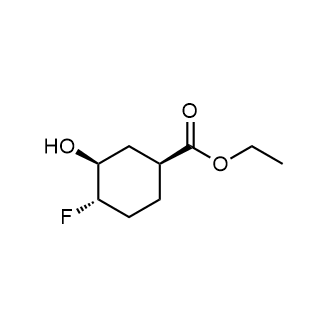 (1S,3S,4S)-4-氟-3-羟基环己烷-1-甲酸乙酯结构式