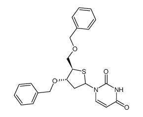 1-((4S,5R)-4-(benzyloxy)-5-((benzyloxy)methyl)tetrahydrothiophen-2-yl)pyrimidine-2,4(1H,3H)-dione结构式