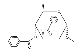 Methyl 3,4-di-O-benzoyl-2,6-dideoxy-α-D-arabino-hexopyranoside结构式