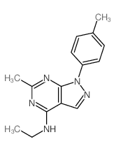 N-ethyl-3-methyl-9-(4-methylphenyl)-2,4,8,9-tetrazabicyclo[4.3.0]nona-1,3,5,7-tetraen-5-amine picture