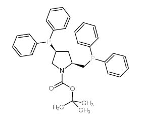 (2S,4S)-1-|tert|-Butoxycarbonyl-4-diphenylphosphino-2-(diphenylphosphinomethyl)pyrrolidine Structure