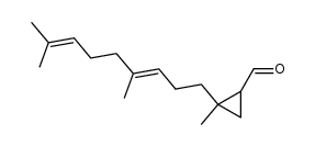 (E)-2-(4,8-dimethylnona-3,7-dien-1-yl)-2-methylcyclopropanecarbaldehyde结构式