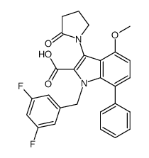 1-(3,5-difluorobenzyl)-4-methoxy-3-(2-oxopyrrolidin-1-yl)-7-phenyl-indole-2-carboxylic acid结构式