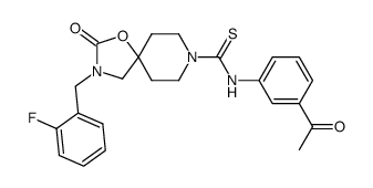 3-(2-fluorobenzyl)-2-oxo-1-oxa-3,8-diazaspiro[4.5]decane-8-carbothioic acid (3-acetylphenyl)amide Structure