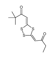 1,1'-(1,2,4-Trithiolane-3,5-diylidene)bis(3,3-dimethyl-2-butanone) structure