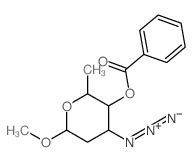 (3-benzoyloxy-6-methoxy-2-methyl-oxan-4-yl)imino-imino-azanium structure