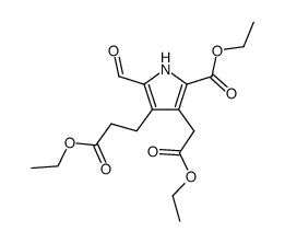 4-(2-ethoxycarbonyl-ethyl)-3-ethoxycarbonylmethyl-5-formyl-pyrrole-2-carboxylic acid ethyl ester结构式