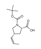 (2S,3R)-(N-tert-butyloxycarbonyl)-4-(Z)-propenylproline结构式