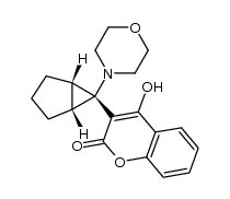 4-Hydroxy-3-(endo-6-morpholino-cis-bicyclo[3.1.0]hex-6-yl)cumarin Structure