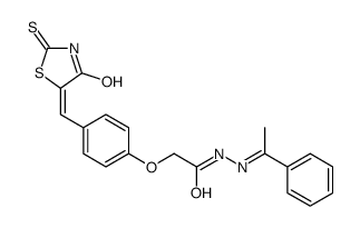 2-[4-[(E)-(4-oxo-2-sulfanylidene-1,3-thiazolidin-5-ylidene)methyl]phenoxy]-N-[(Z)-1-phenylethylideneamino]acetamide Structure