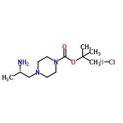 2-Methyl-2-propanyl 4-[(2S)-2-aminopropyl]-1-piperazinecarboxylate hydrochloride (1:1) Structure