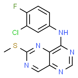 N-(3-chloro-4-fluorophenyl)-6-(methylthio)pyrimido[5,4-d]pyrimidin-4-amine structure