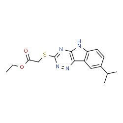 Acetic acid, [[8-(1-methylethyl)-2H-1,2,4-triazino[5,6-b]indol-3-yl]thio]-, ethyl ester (9CI) Structure