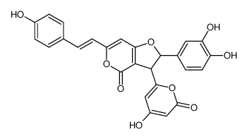 2-(3,4-Dihydroxyphenyl)-2,3-dihydro-3-(4-hydroxy-2-oxo-2H-pyran-6-yl)-6-[2-(4-hydroxyphenyl)vinyl]-4H-furo[3,2-c]pyran-4-one Structure