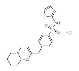 4-[(E)-2-methyl-4-(1-piperidyl)but-2-enyl]-N-(1,3-thiazol-2-yl)benzene sulfonamide hydrochloride structure