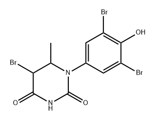 2,4(1H,3H)-Pyrimidinedione, 5-bromo-1-(3,5-dibromo-4-hydroxyphenyl)dihydro-6-methyl-结构式