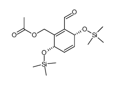 (+/-)-(3R*,6S*)-2-(acetoxymethyl)-3,6-bis<(trimethylsilyl)oxy>cyclohexa-1,4-dienecarbaldehyde结构式