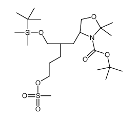 (S)-TERT-BUTYL 4-((R)-2-(((TERT-BUTYLDIMETHYLSILYL)OXY)METHYL)-5-((METHYLSULFONYL)OXY)PENTYL)-2,2-DIMETHYLOXAZOLIDINE-3-CARBOXYLATE结构式