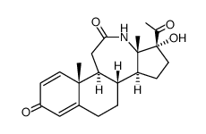 17α-Hydroxy-12a-aza-C-homo-pregna-1,4-dien-3,12,20-trion结构式